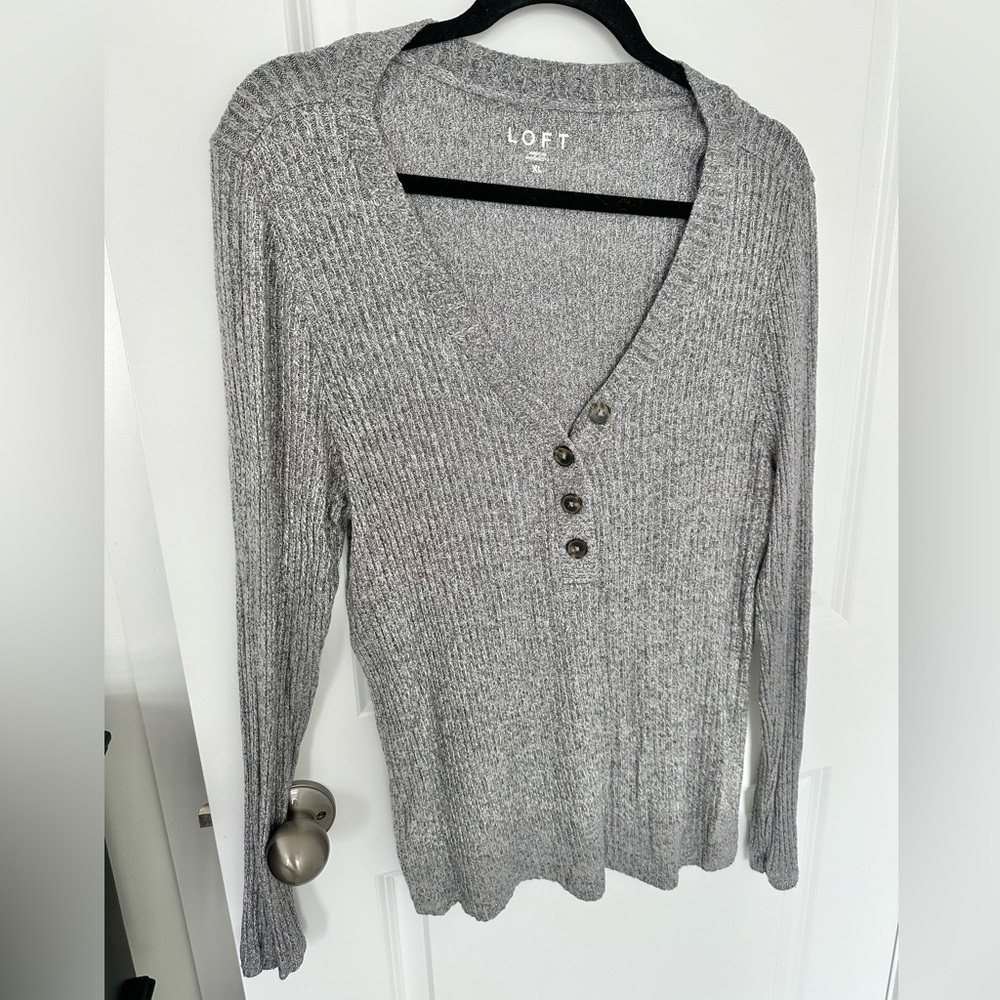 LOFT Ribbed V-Neck